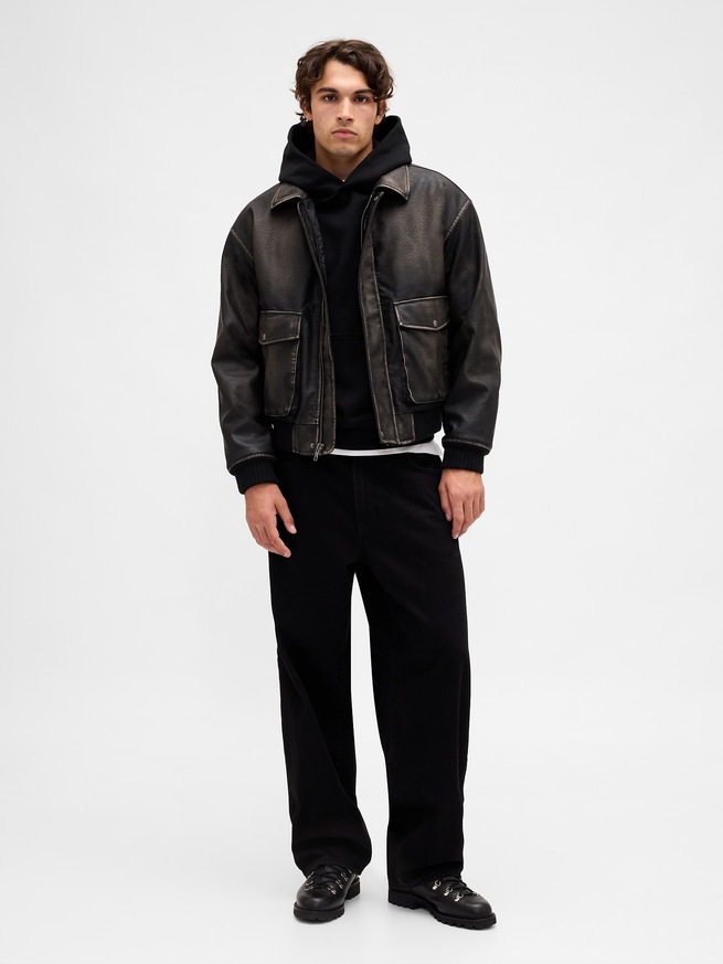 リサイクル ヴィーガンレザー ボンバージャケット-1