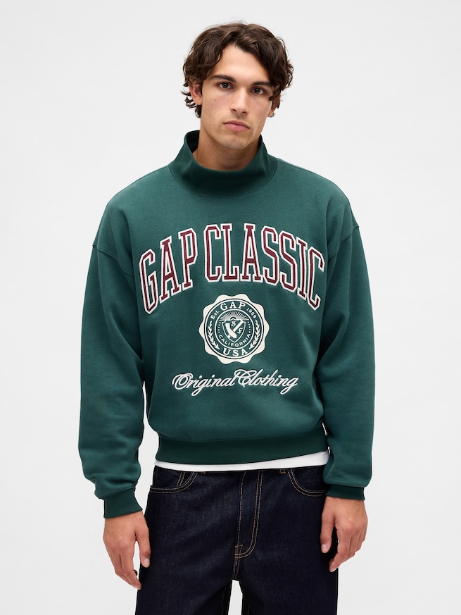 ヴィンテージソフトモックネック　クロップド GAPロゴ スウェットシャツ-0
