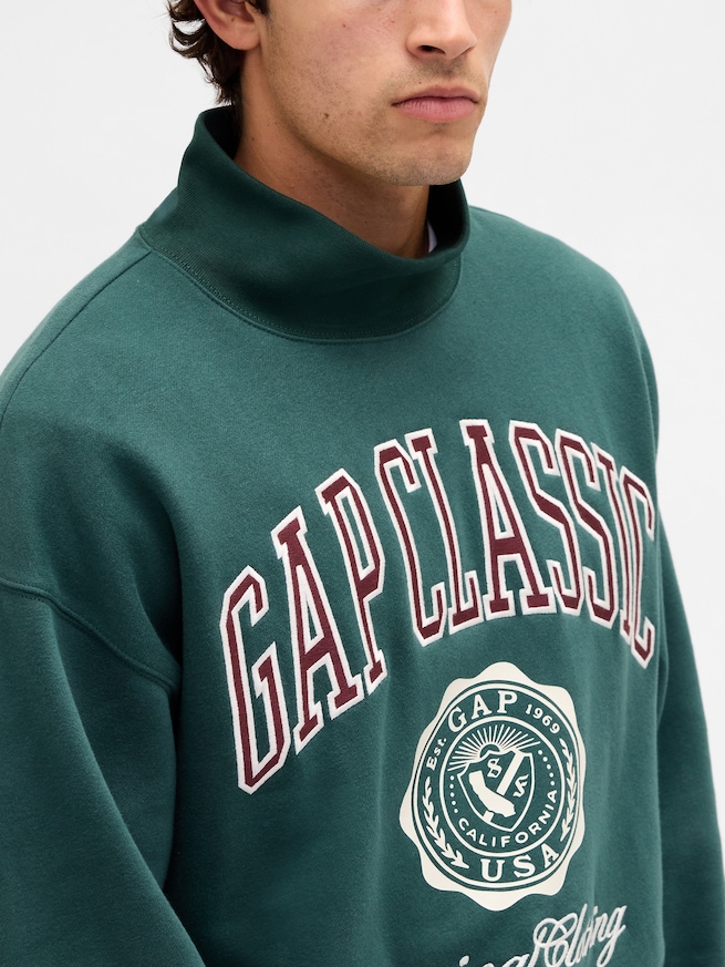 ヴィンテージソフトモックネック　クロップド GAPロゴ スウェットシャツ-3