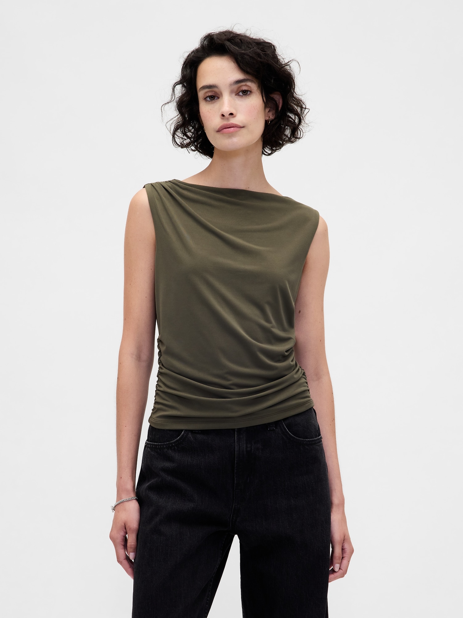Ruched Boatneck Top