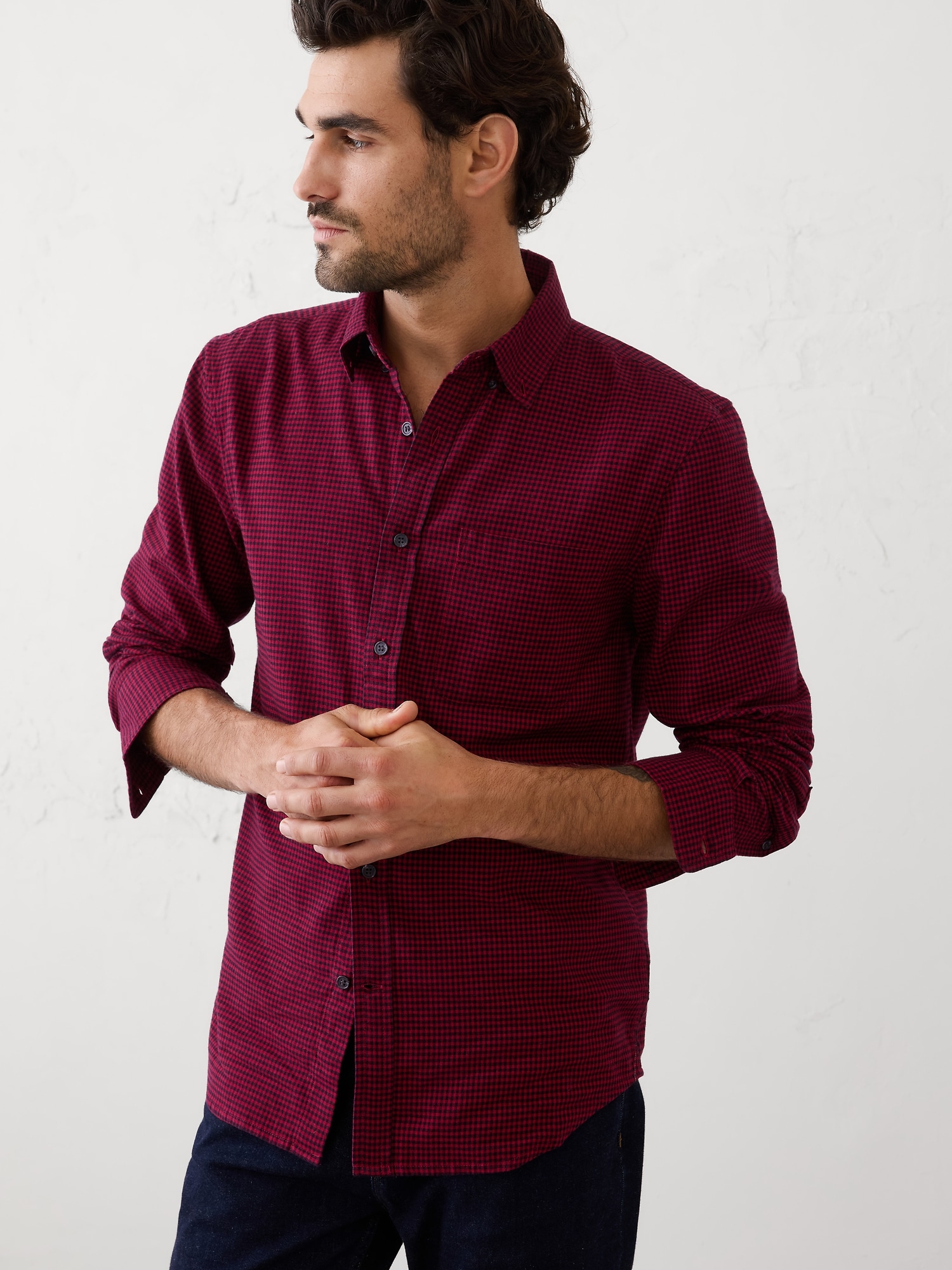Slim-Fit Lightweight Flannel Shirt