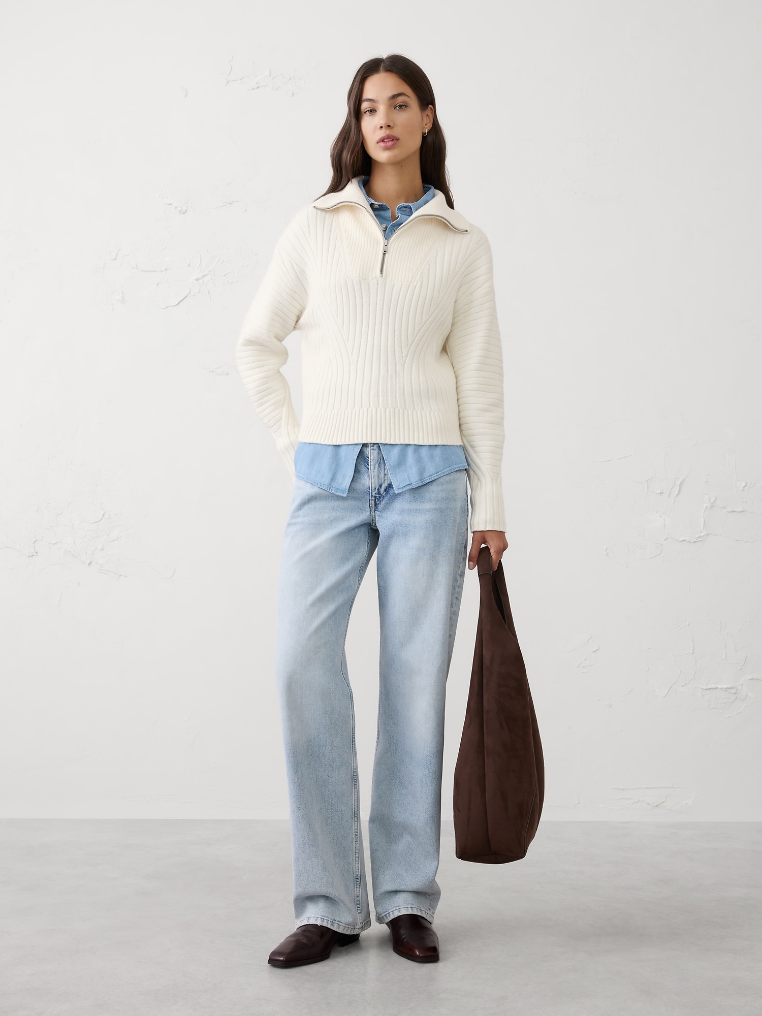 Ribbed Quarter-Zip Sweater