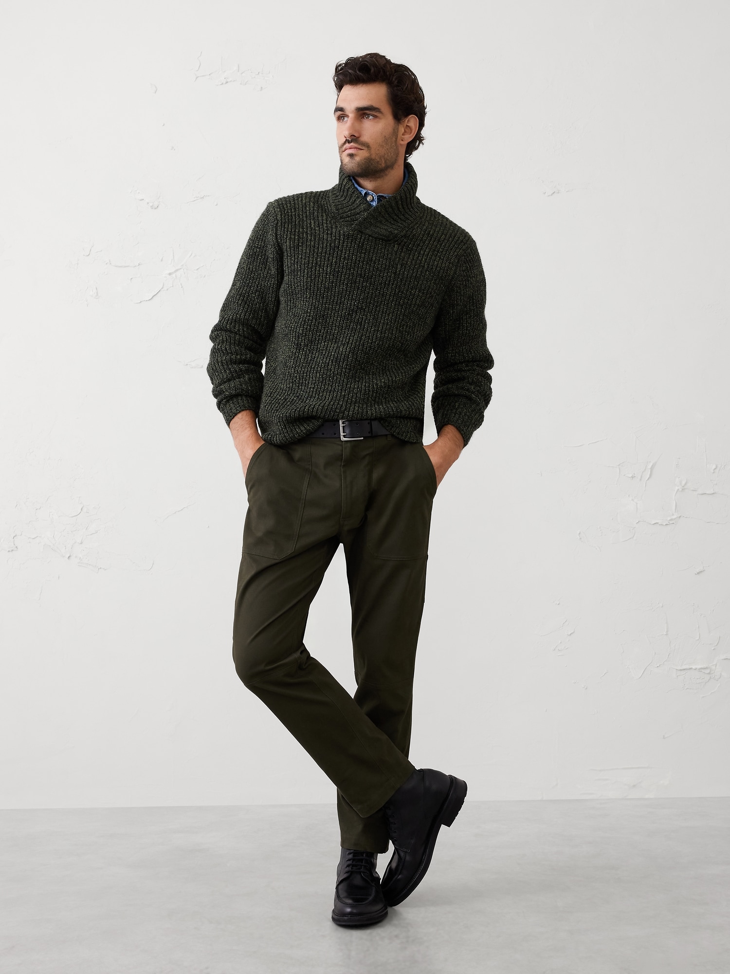 Marled Wrap-Neck Sweater