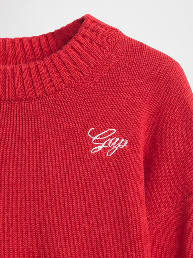 リラックスフィット クロップド クルーネックセーター-3