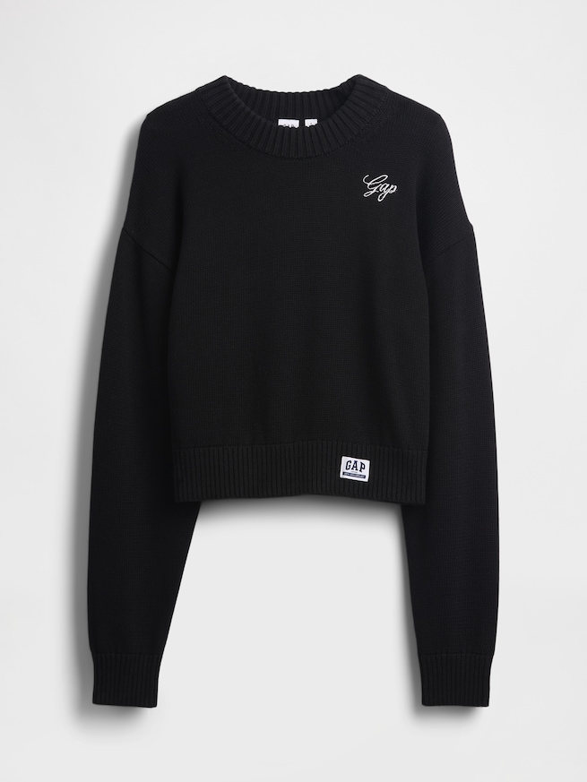 リラックスフィット クロップド クルーネックセーター-5