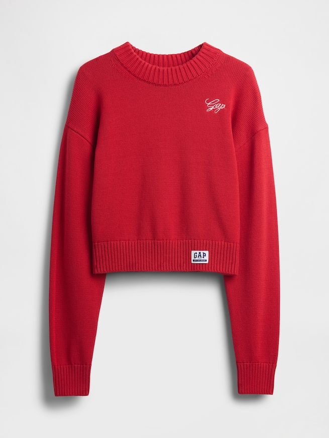 リラックスフィット クロップド クルーネックセーター-5