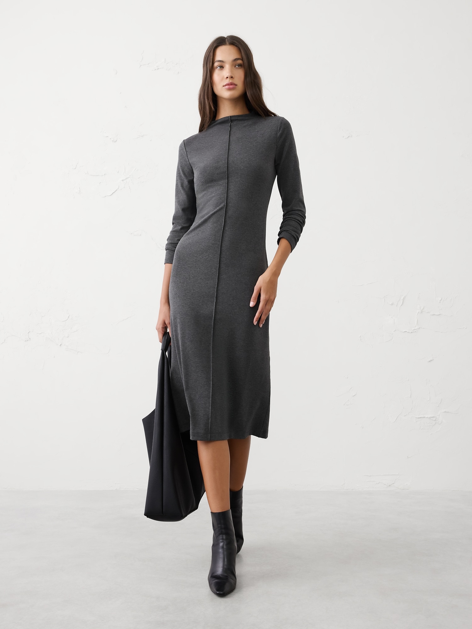 Cozy Ribbed Knit Midi Dress