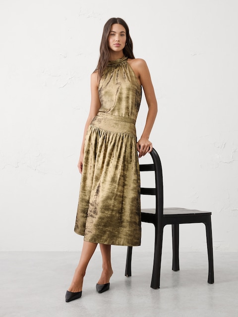 Metallic Midi Skirt