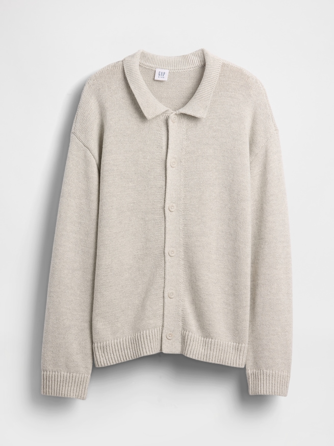 リラックスフィット ポロ ニットカーディガン (キッズ)-1