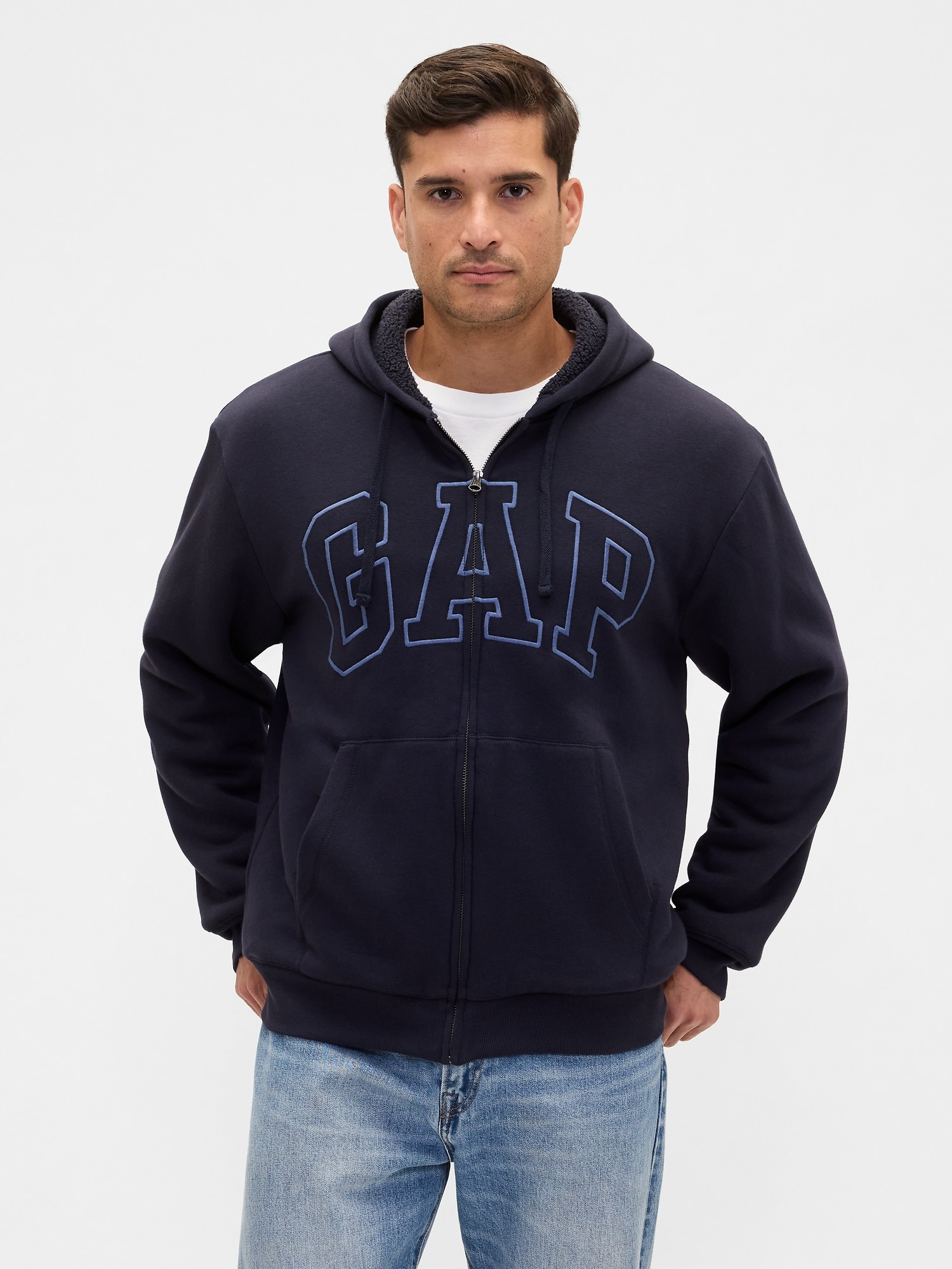 Relaxed Gap Logo Sherpa-Lined Zip Hoodie