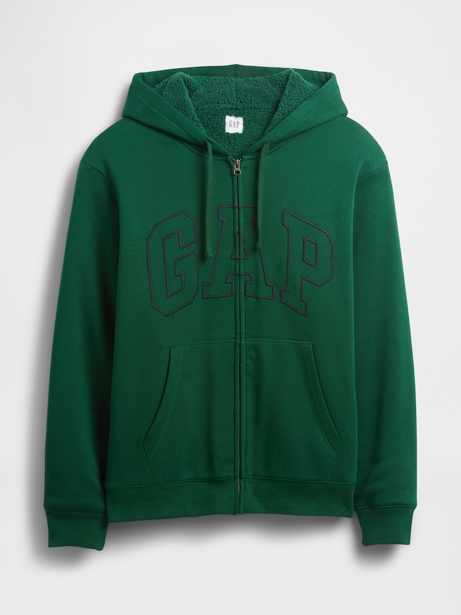 リラックスフィット GAPロゴ 裏ボア ジップアップパーカー-4