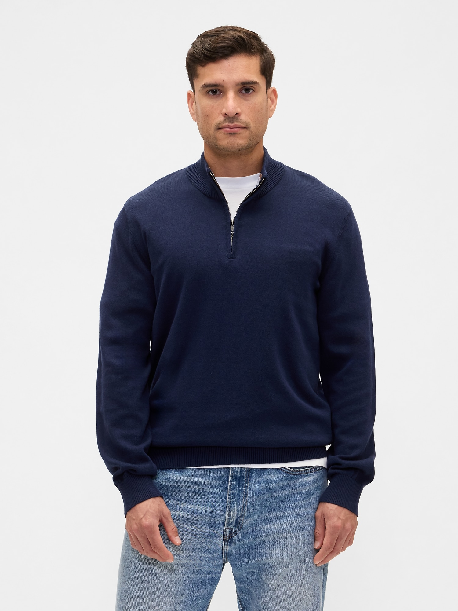 Relaxed Quarter-Zip Mockneck Sweater