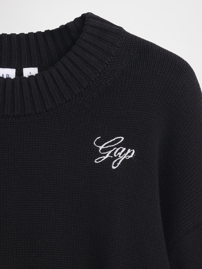 リラックスフィット クロップド クルーネックセーター-3