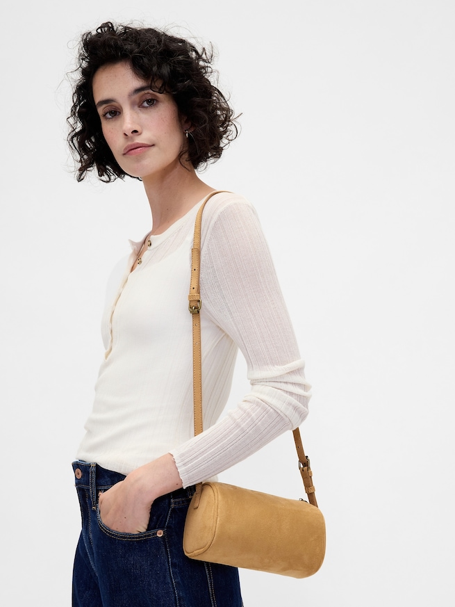 ヴィーガンスエード バレルバッグ-1