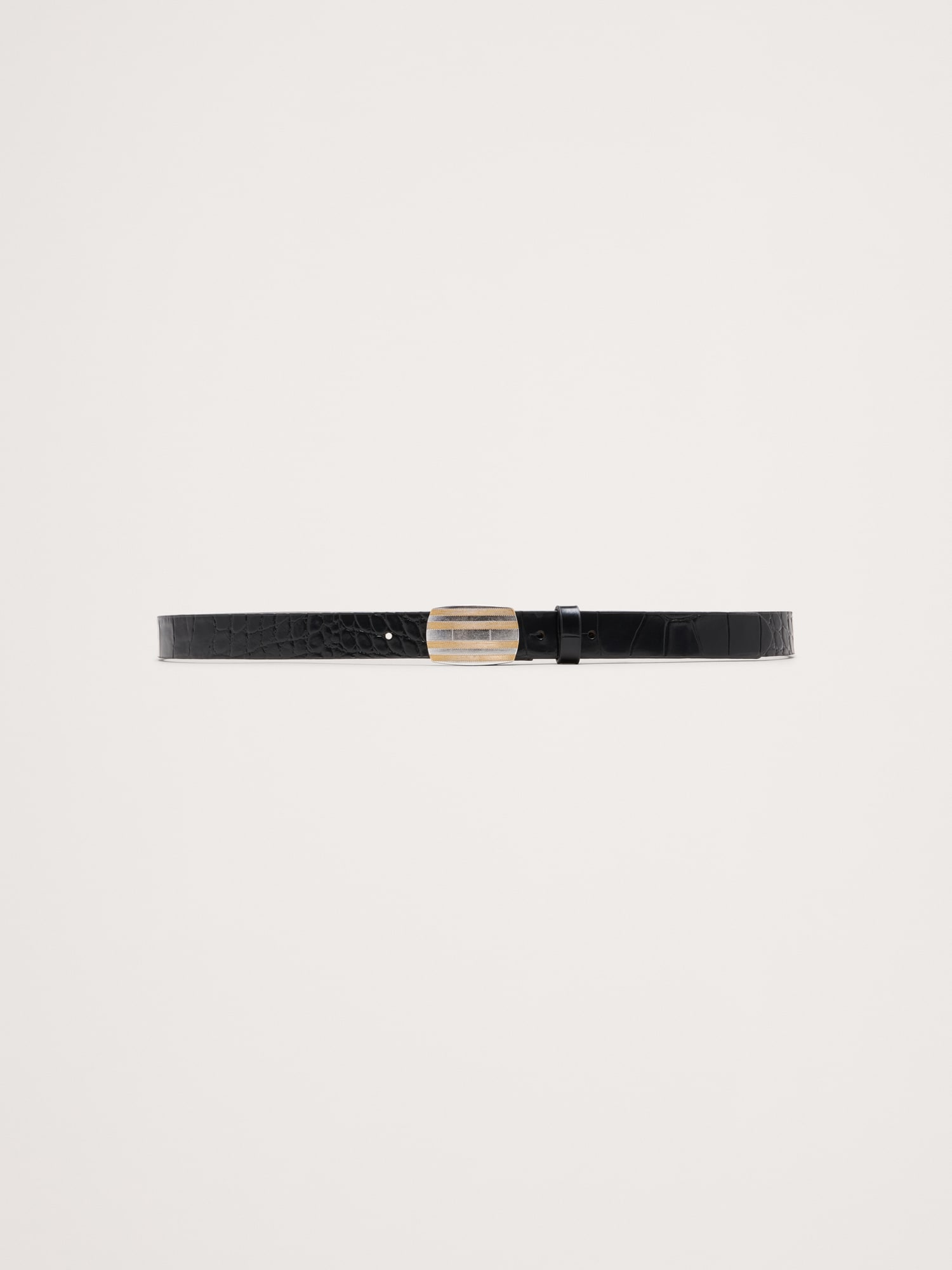 エンボスレザー プラークバックル ベルト-0 エンボスレザー プラークバックル ベルト-0