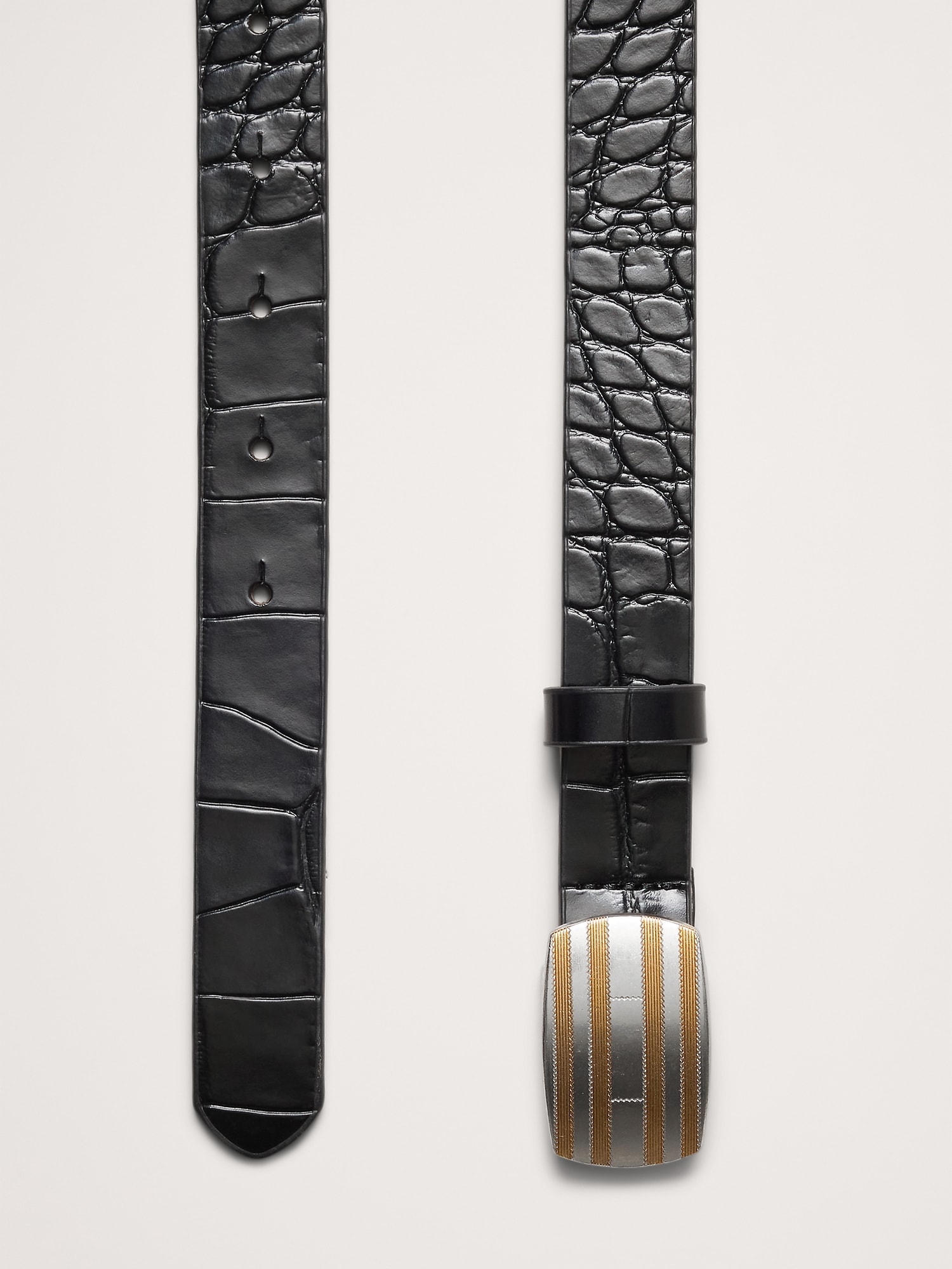 エンボスレザー プラークバックル ベルト-2 エンボスレザー プラークバックル ベルト-2