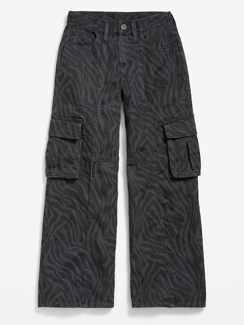 Printed Super Baggy Wide-Leg Cargo Pants for Girls