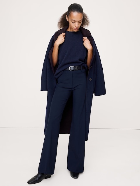 PANTALON MODERNE ÉVASÉ À TAILLE HAUTE EN TISSU URBAIN EXTENSIBLE