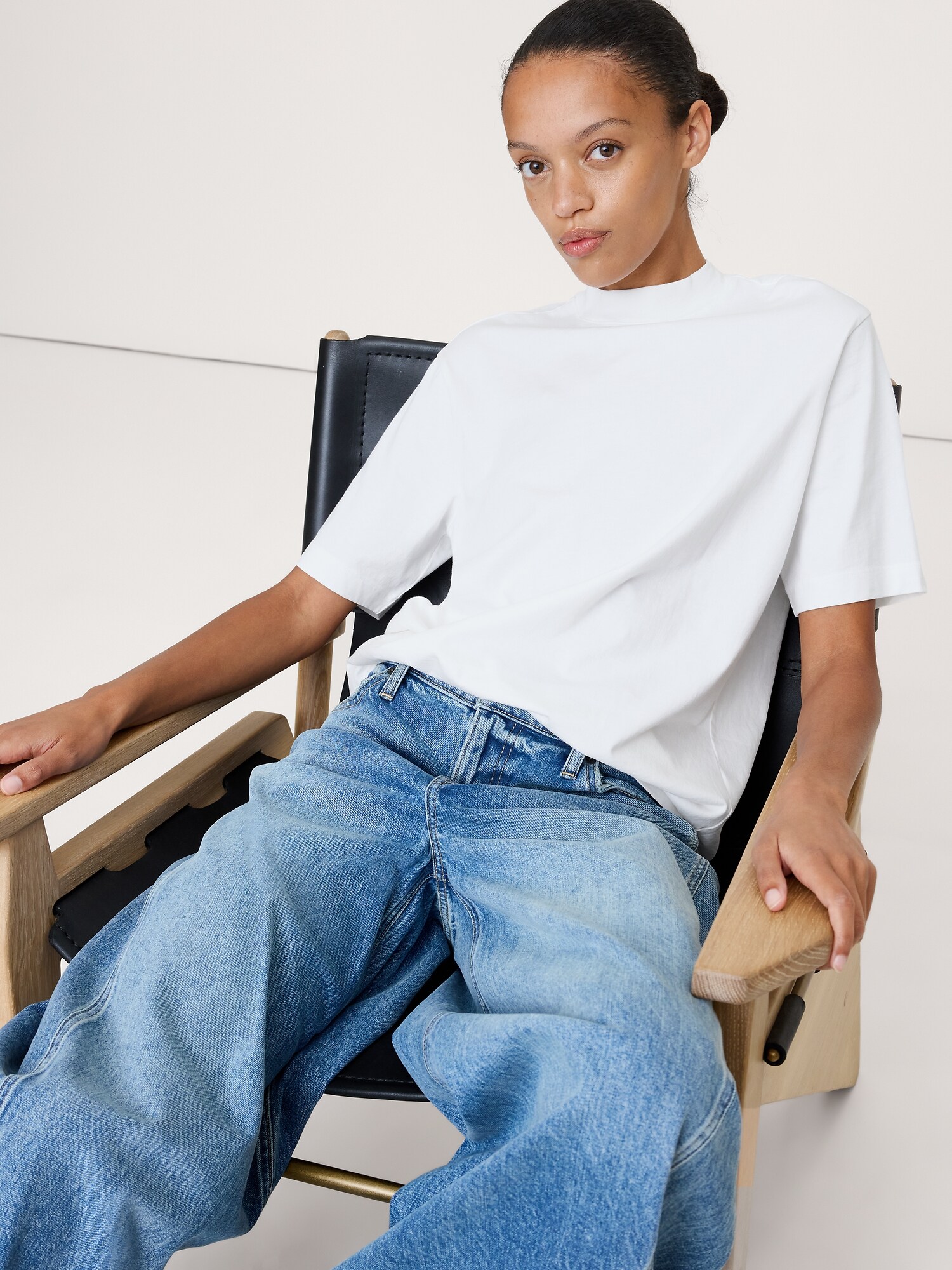 ヴィンテージ コットン モックネックTシャツ-2