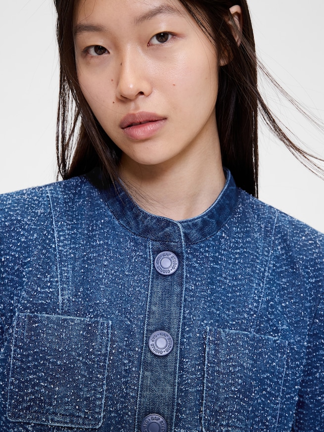 GapStudio デニムツイード クロップドジャケット-2