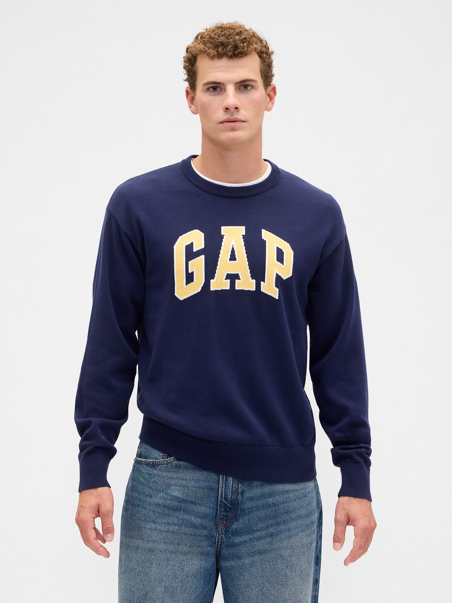 Relaxed Gap Logo Intarsia Sweater