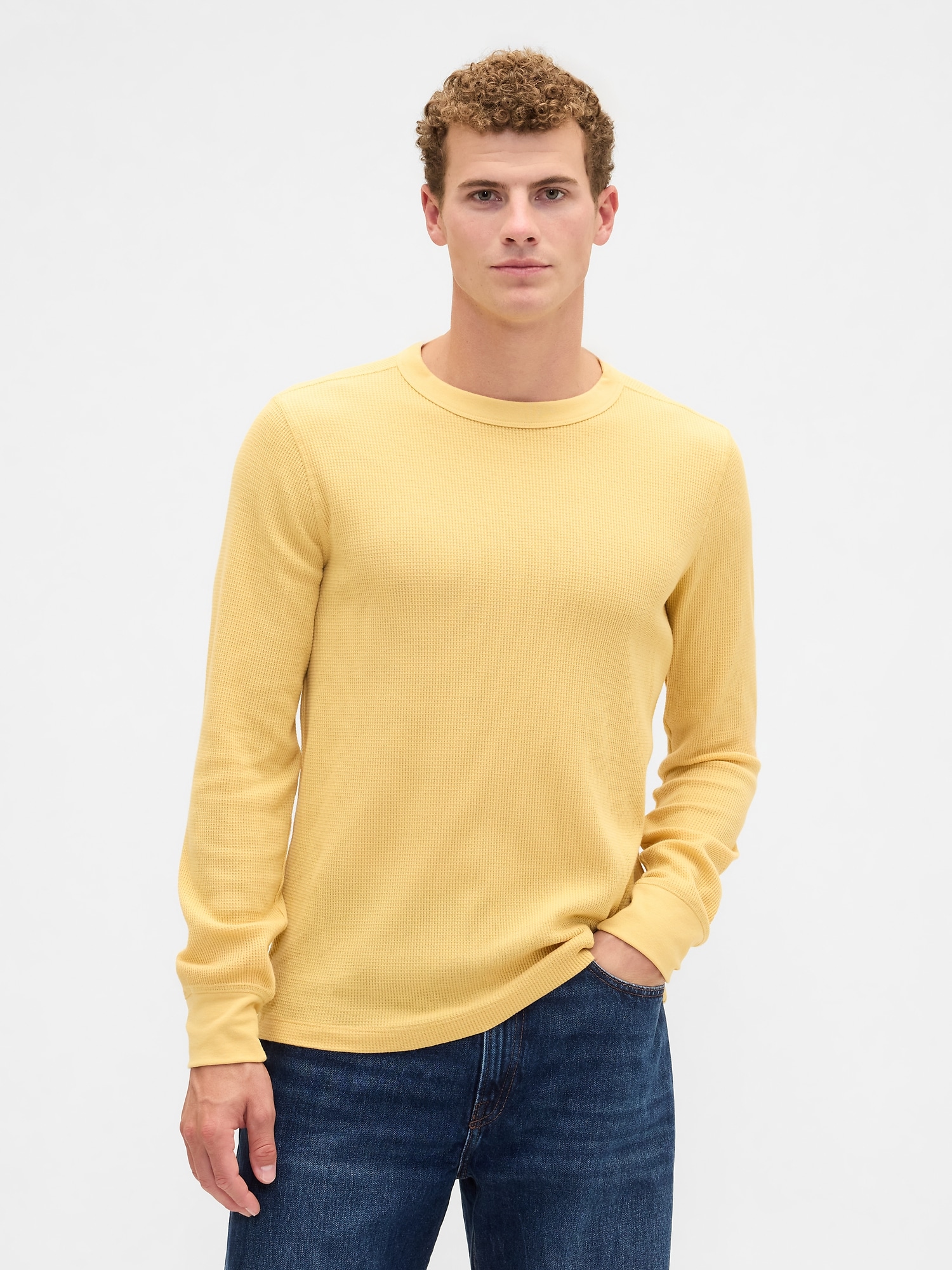 Waffle-Knit Crewneck T-Shirt