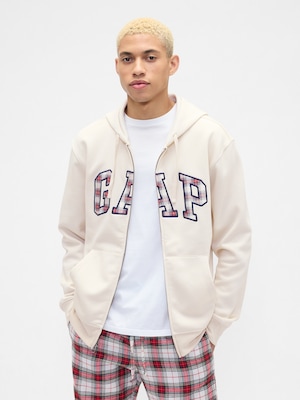 リラックスフィット GAPロゴ ジップアップパーカー