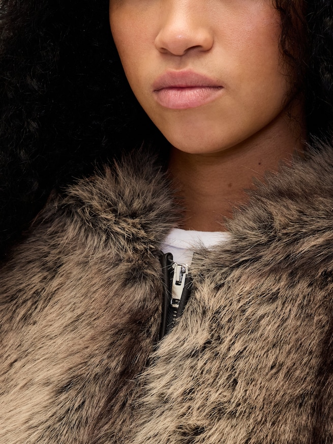 フェイクファー リラックス ジップアップパーカー-3