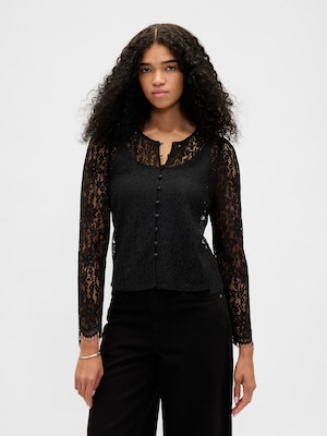 レース フロントボタン トップス