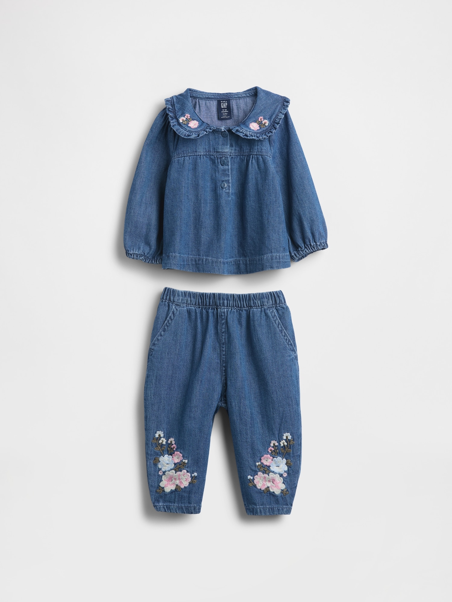 Baby Floral Denim Outfit Set