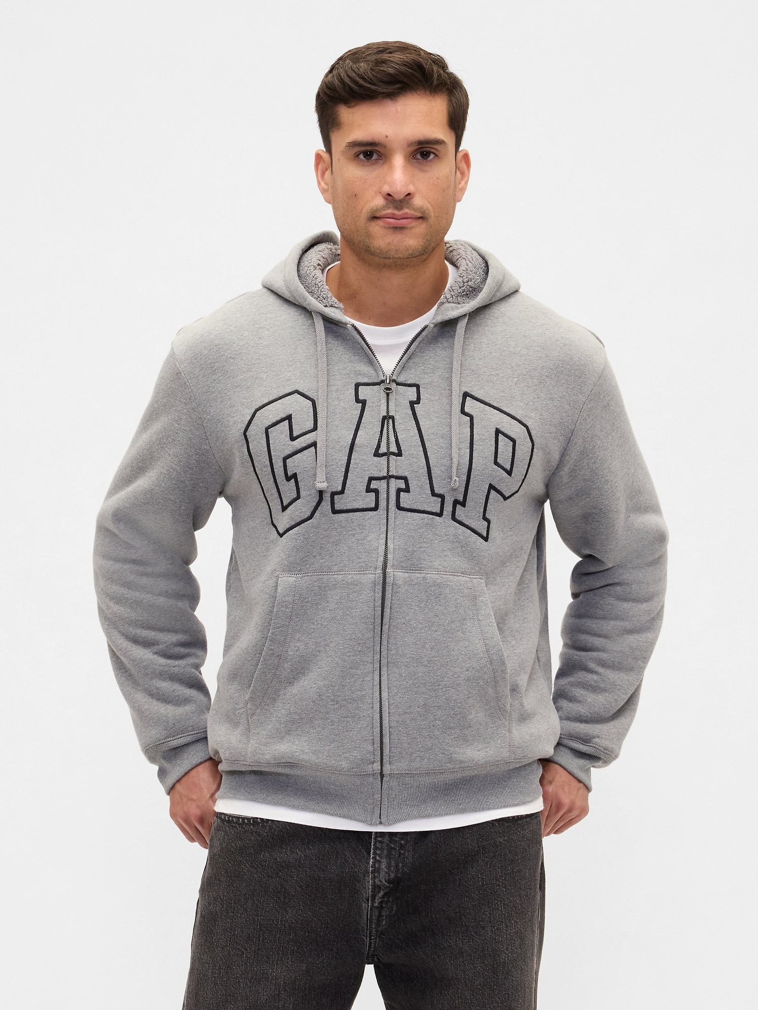Gap リラックスフィット GAPロゴ 裏ボア ジップアップパーカー Gap リラックスフィット GAPロゴ 裏ボア ジップアップパーカー