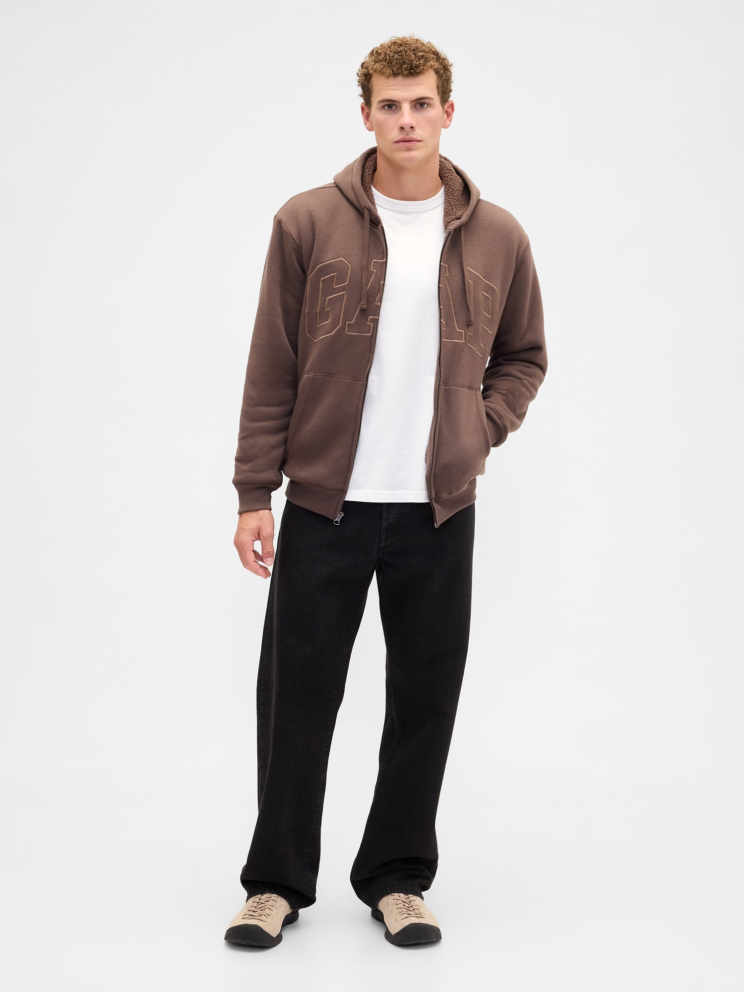 Gap公式オンラインストア | リラックスフィット GAPロゴ 裏ボア ジップ