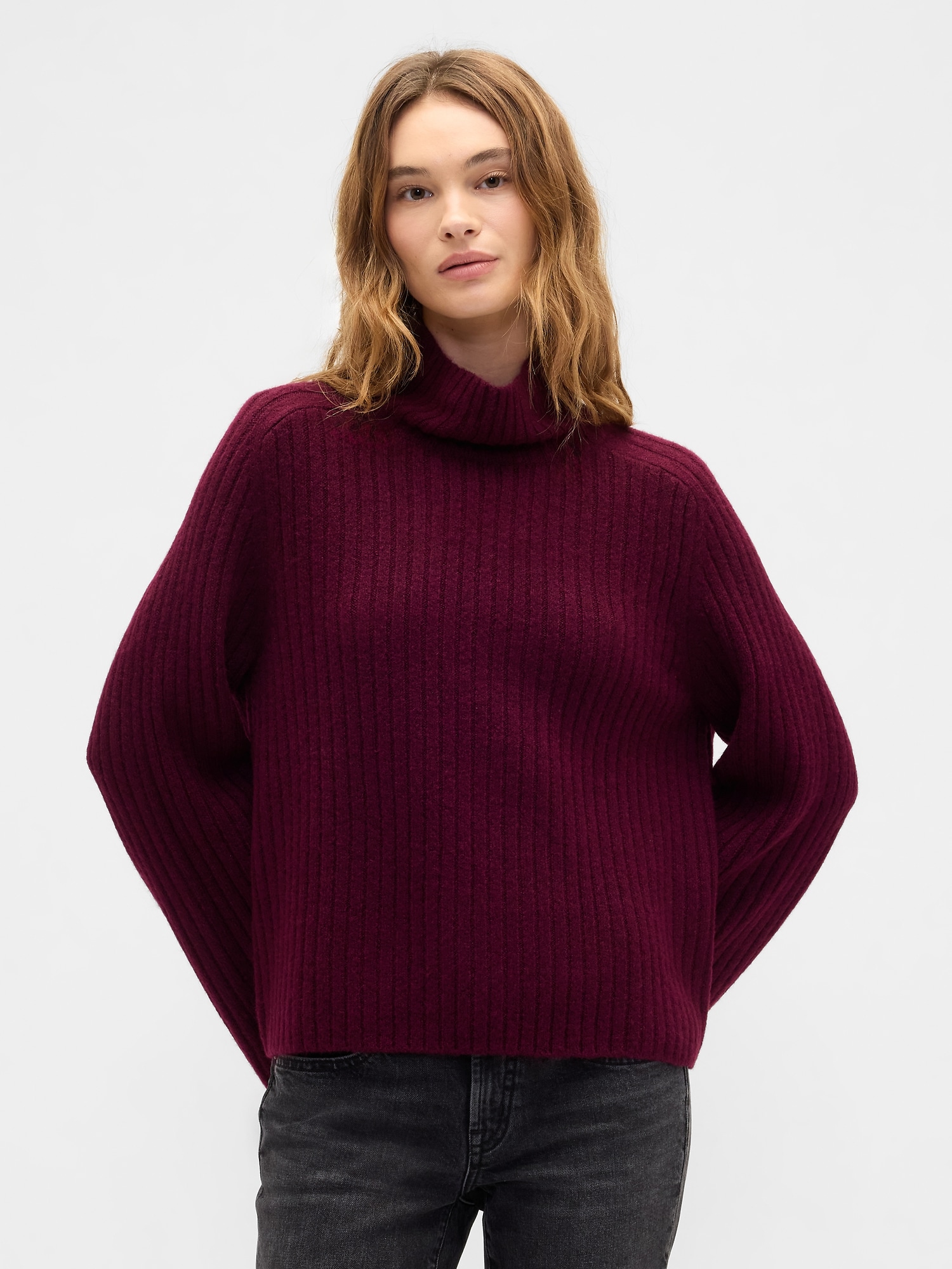 Relaxed Ribbed Mockneck Sweater