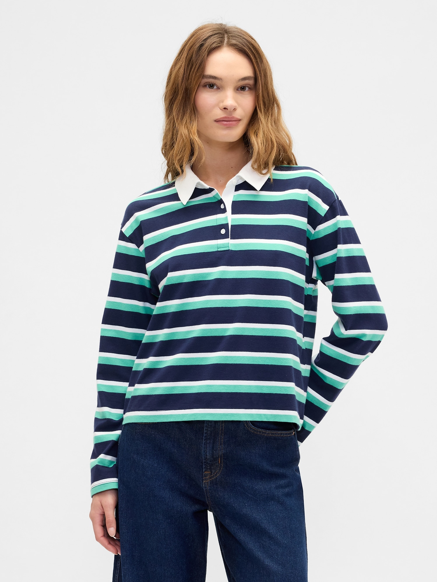 Oversized Stripe Rugby Polo Shirt