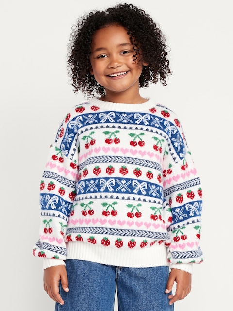 SoSoft Printed Oversized Sweater for Girls