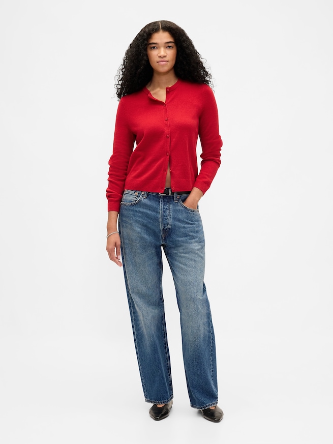 CashSoft カシミヤタッチ クロップドカーディガン-1