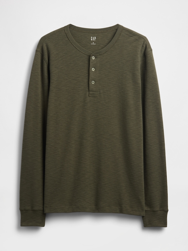 ダブルニット ヘンリーネックTシャツ-4