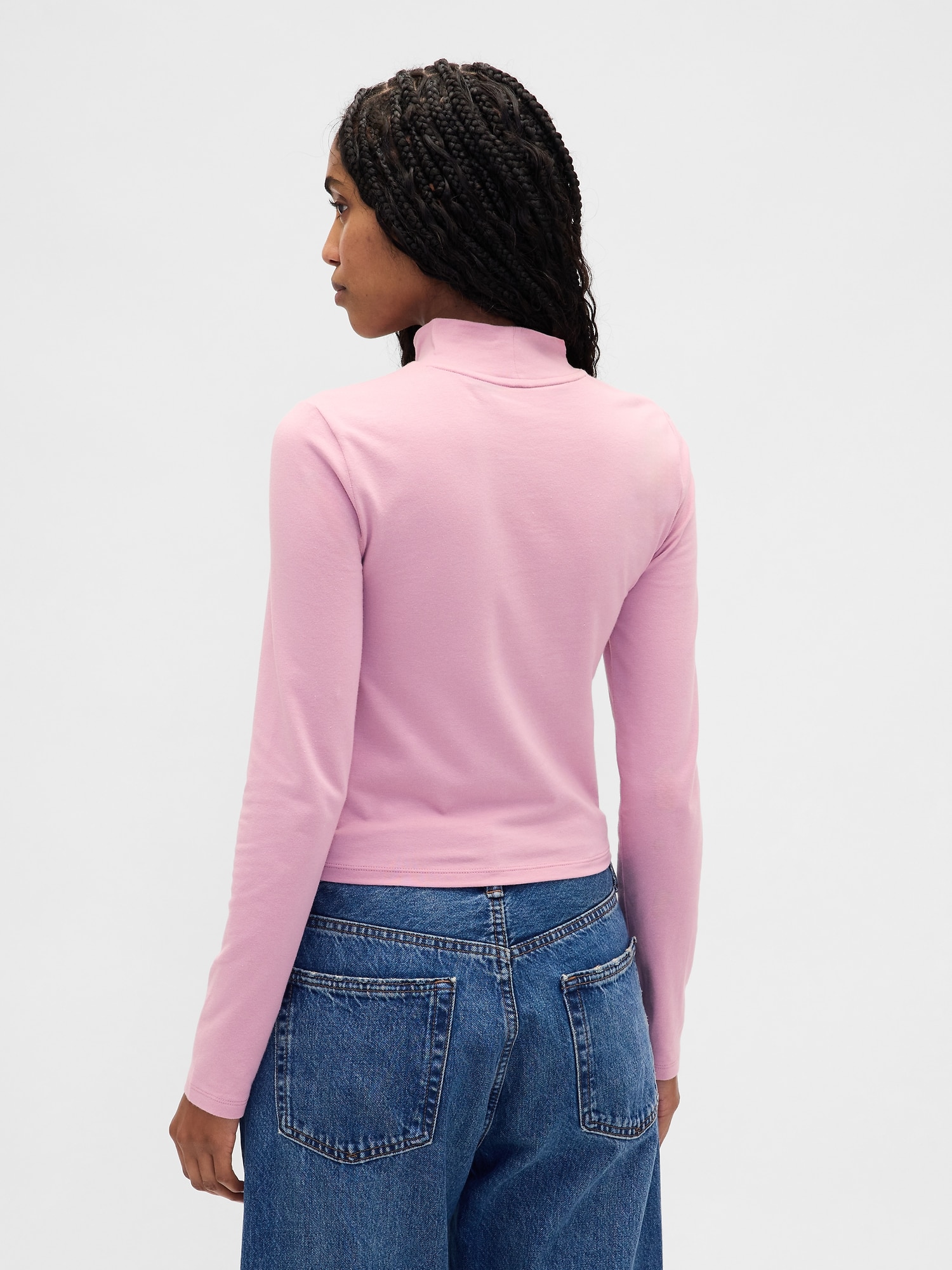 GAPロゴ クロップド モックネックトップス-2