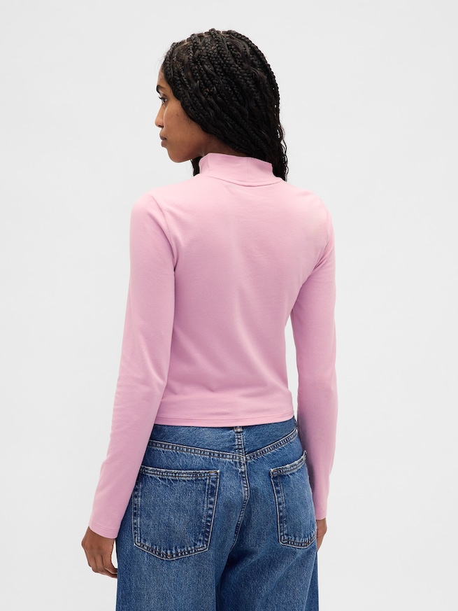 GAPロゴ クロップド モックネックトップス-2