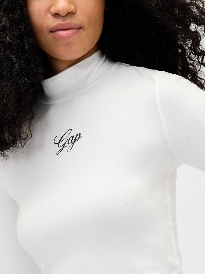 GAPロゴ クロップド モックネックトップス-4