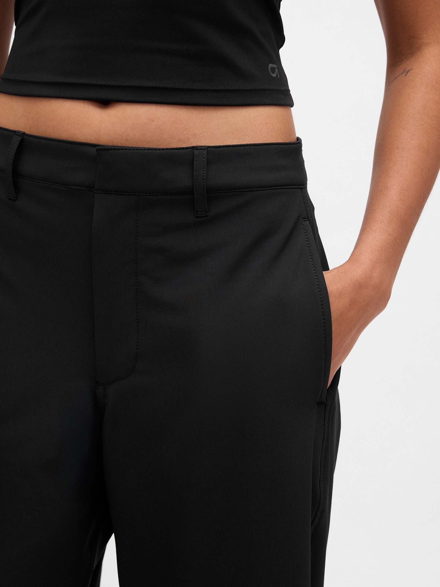 GapFit ミッドライズ 裏地付き ランアラウンド バレルパンツ-4