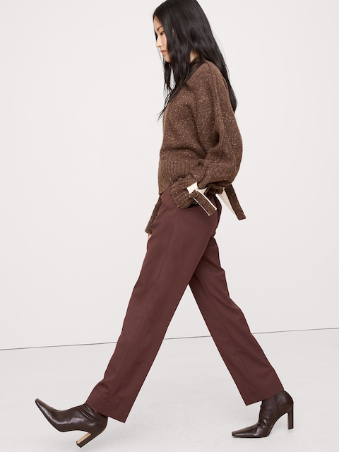 PANTALON ÉTROIT À TAILLE HAUTE LONGUEUR CHEVILLE EN LAINE ITALIENNE