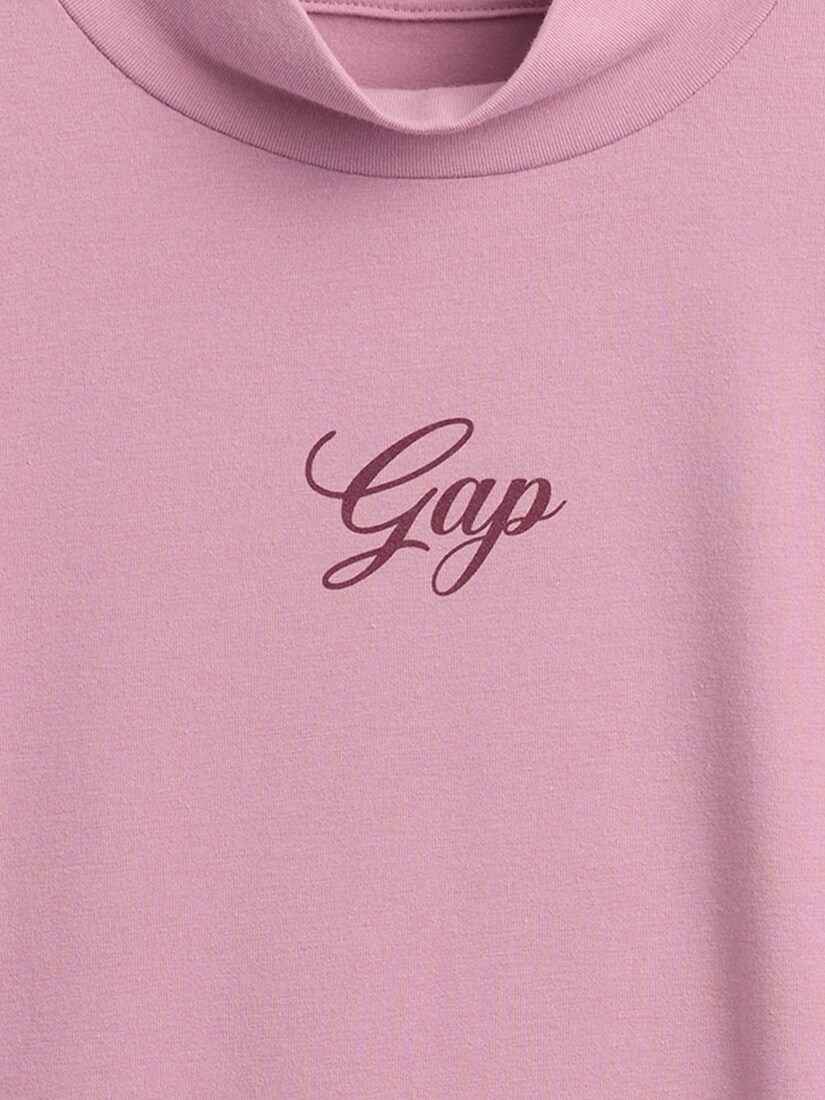 GAPロゴ クロップド モックネックトップス-3