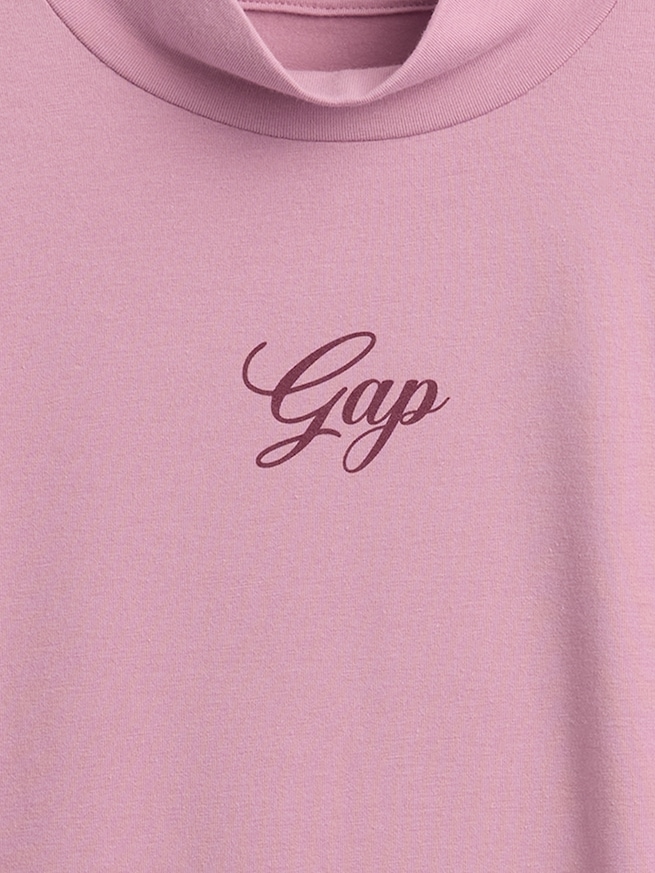 GAPロゴ クロップド モックネックトップス-3