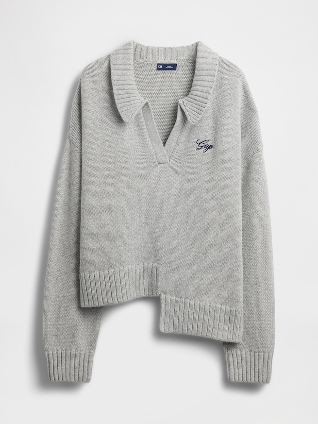 アシンメトリー GAPロゴ セーター-5