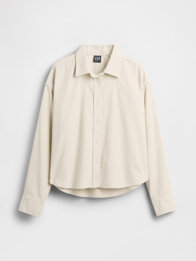 コーデュロイ ストレートヘム クロップドシャツ-5