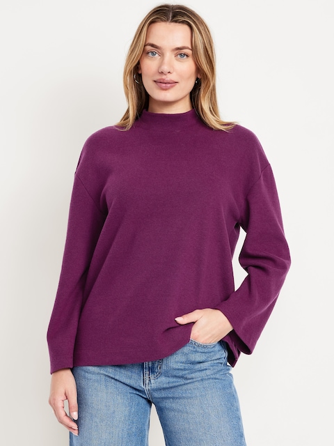 Cozy Mock-Neck Tunic Sweater