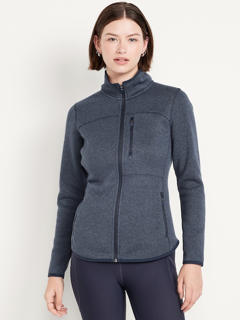 Fitted Sweater Fleece Zip Jacket