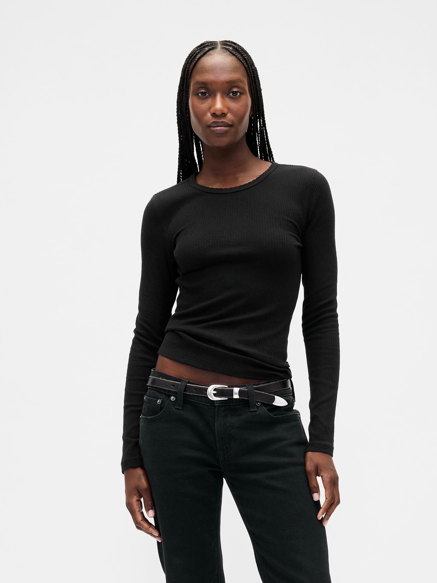 T-SHIRT EN TRICOT POINTELLE CÔTELÉ