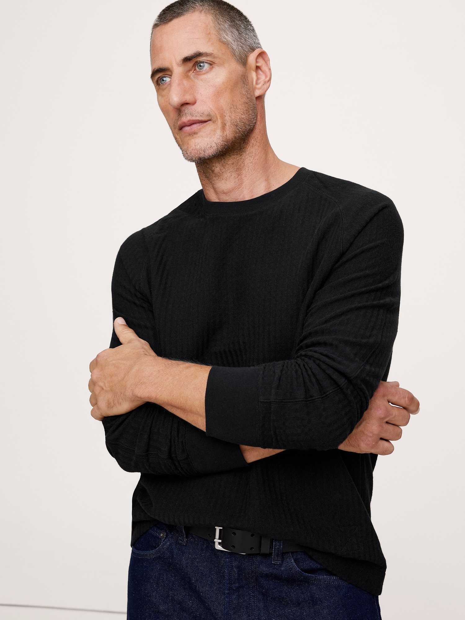 スラブ ダブルニット ヘンリーTシャツ-0